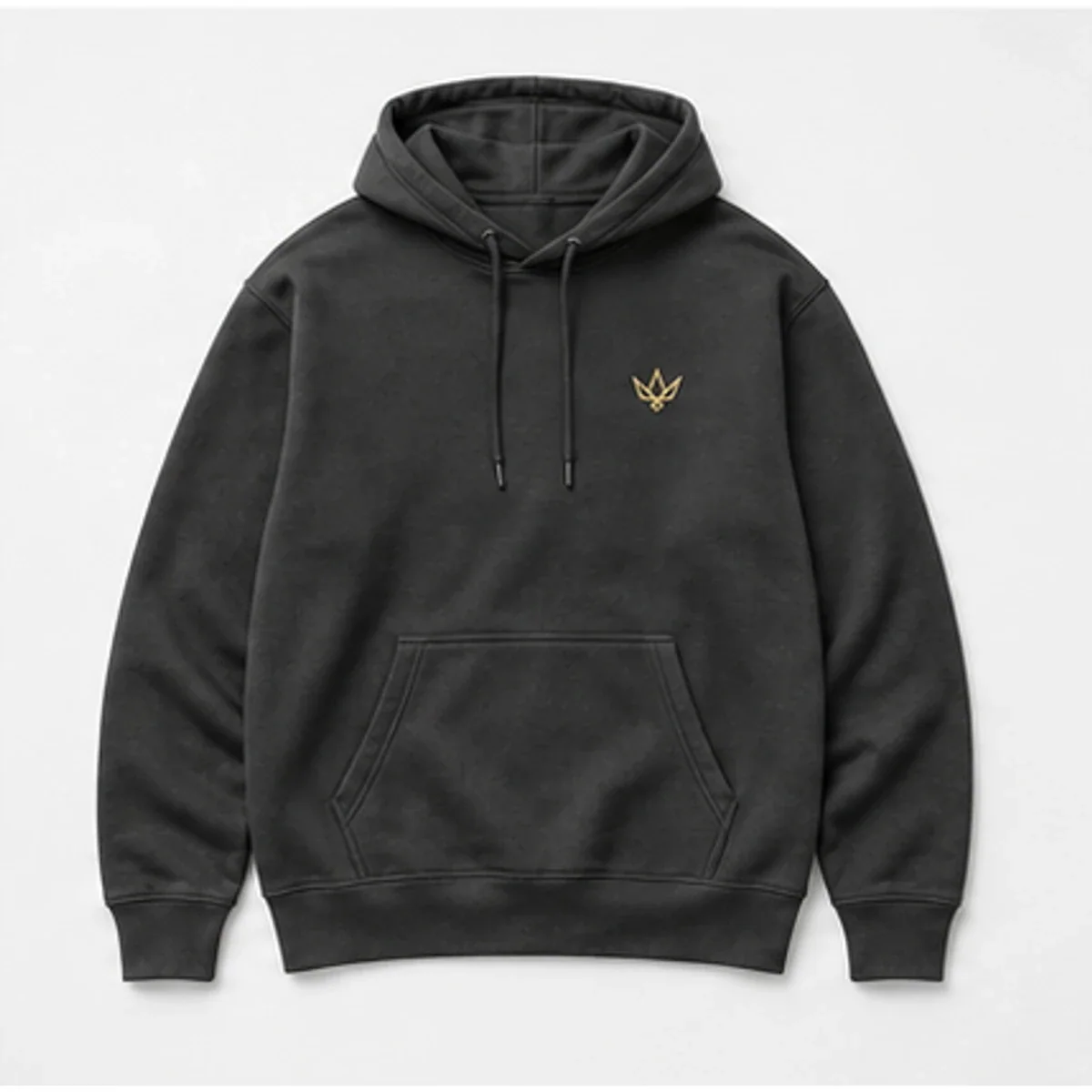Charcoal Vannak Live hoodie with a small gold emblem