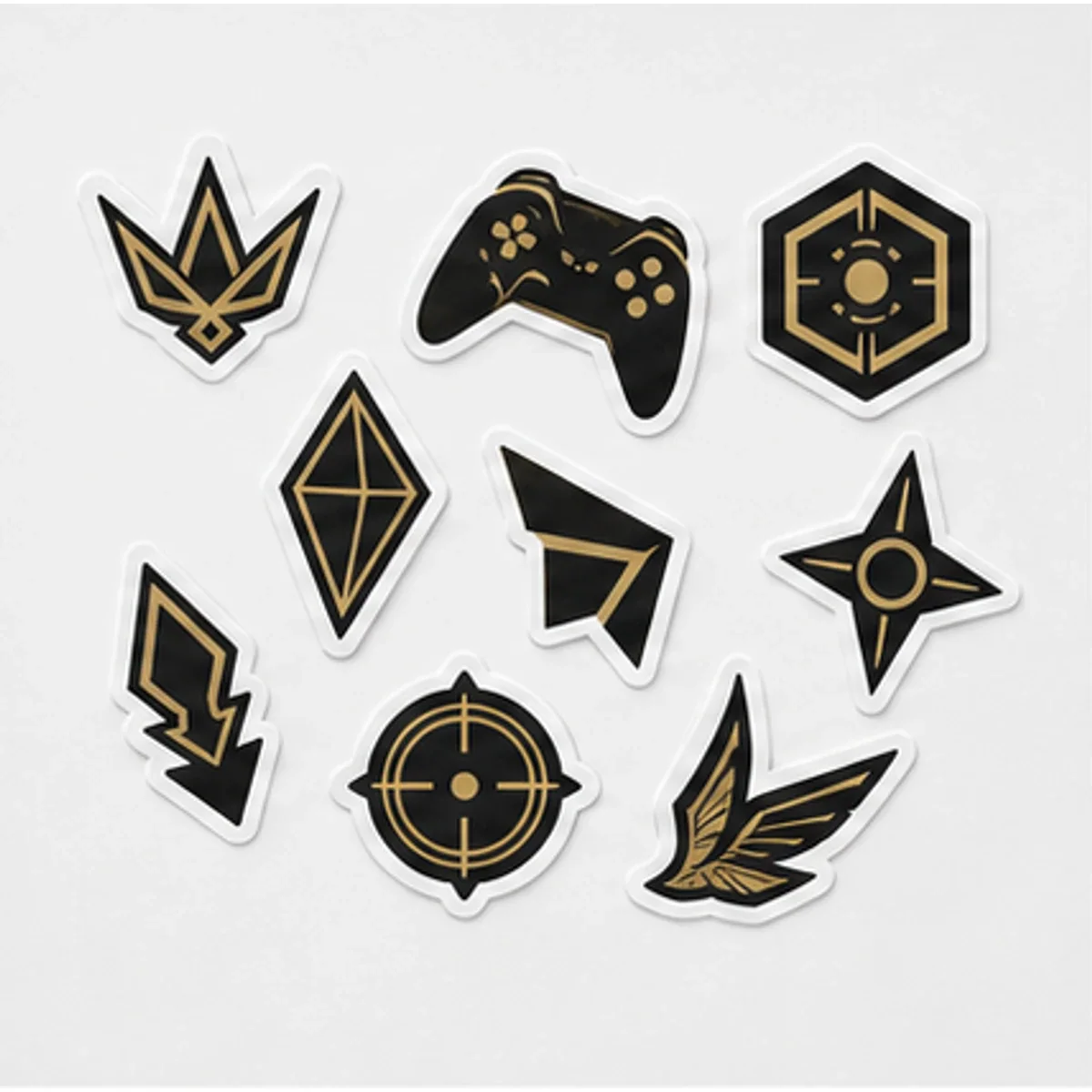 Vannak Live black and gold gaming-inspired sticker collection